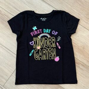 Girls First Day of Kindergarten Graphic Tee - Black - Size S(5/6)